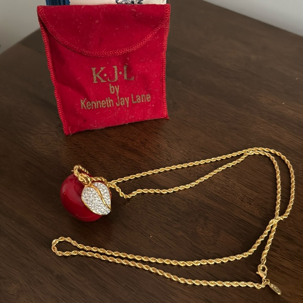KJL Kenneth Jay Lane red apple necklace